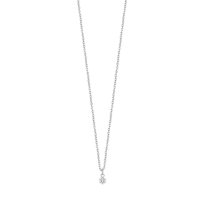 COLLIER FEMME POINT DE LUMIÈRE EN ACIER AVEC CRISTAL BLANC 4 MM