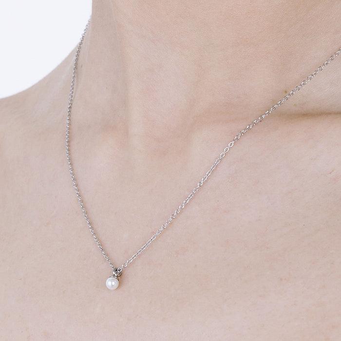 COLLIER FEMME EN ACIER AVEC PERLES DE 4 MM