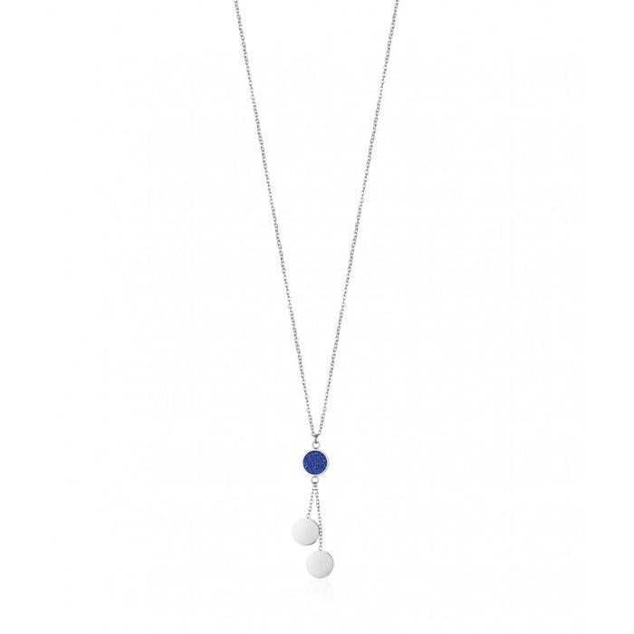 Blue Stone Circle Pendant Necklace