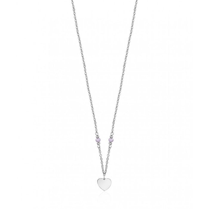 Necklace With Heart And Pink Crystals