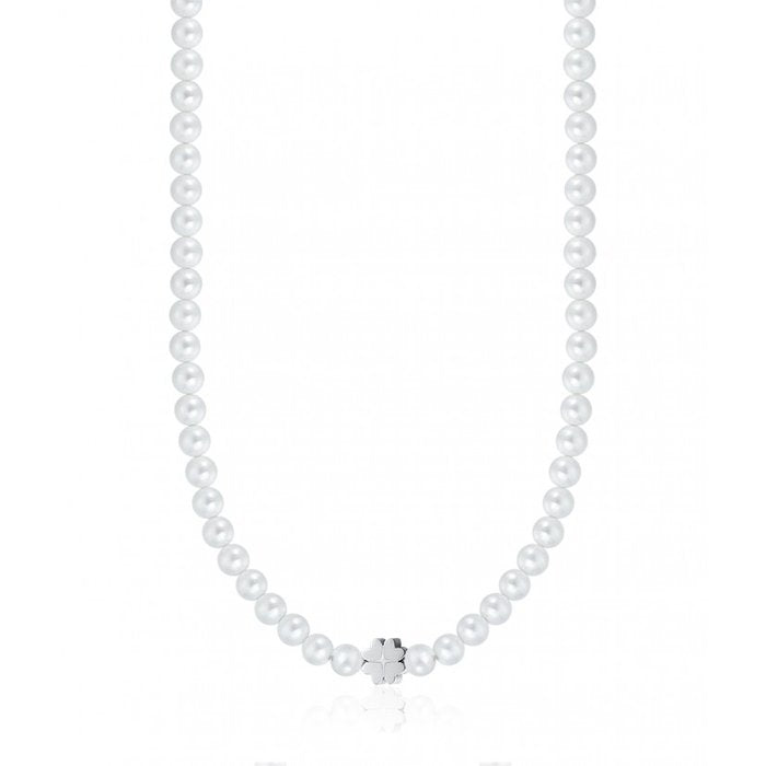 Collana Con Perle Bianche E Quadrifoglio