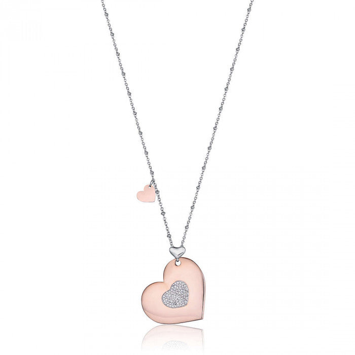 Collier avec coeur en strass rose