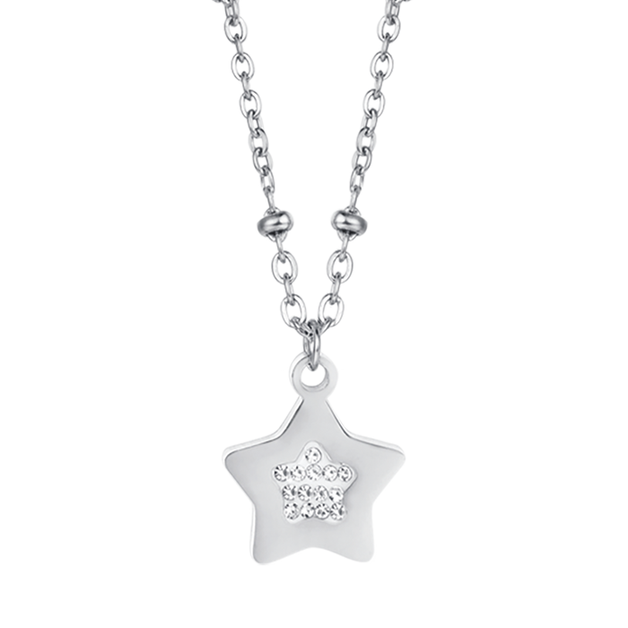 WOMEN'S NECKLACE IN IP GOLD STEEL WITH STARS WITH WHITE CRYSTALS
