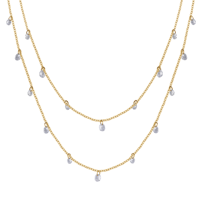 WOMEN'S NECKLACE IN IP GOLD MULTI-STRAIN STEEL WITH WHITE CRYSTALS