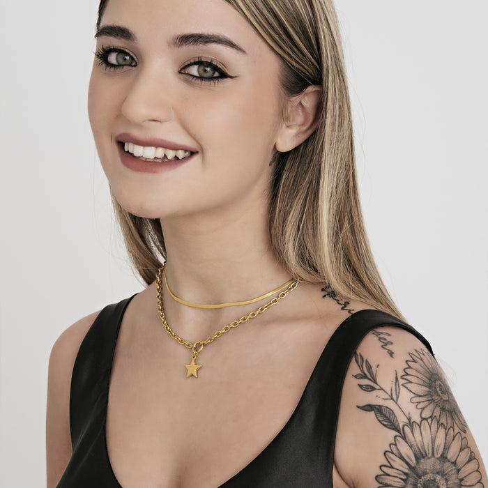 COLLANA DONNA IN ACCIAIO MULTIFILO CON STELLA