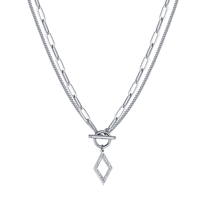 WOMEN'S STEEL NECKLACE WITH WHITE CRYSTALS