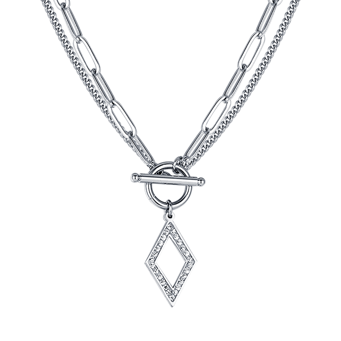 WOMEN'S STEEL NECKLACE WITH WHITE CRYSTALS