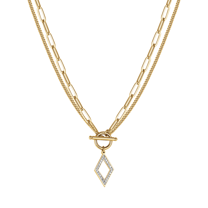 WOMEN'S STEEL NECKLACE WITH WHITE CRYSTALS