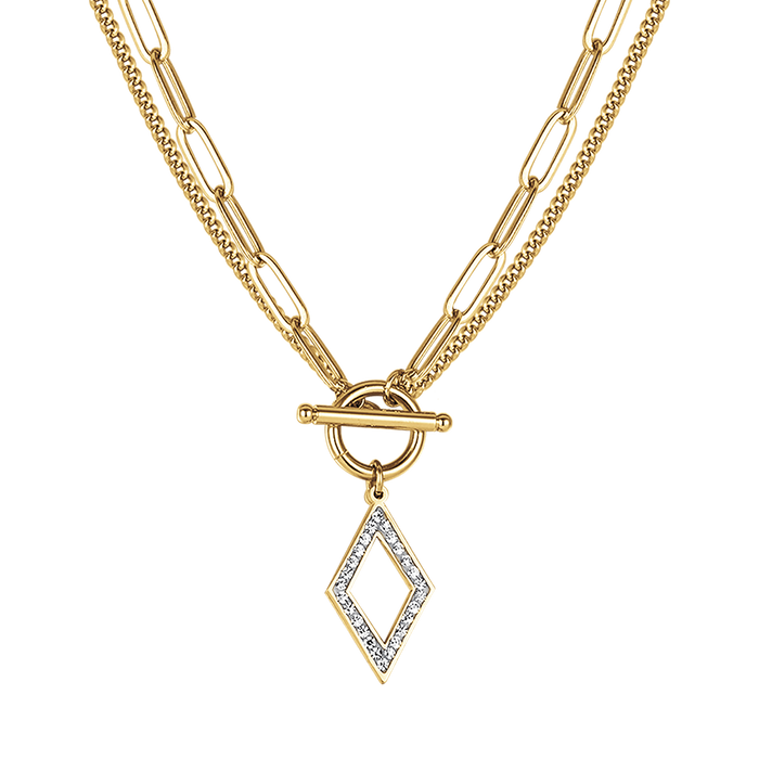 WOMEN'S STEEL NECKLACE WITH WHITE CRYSTALS