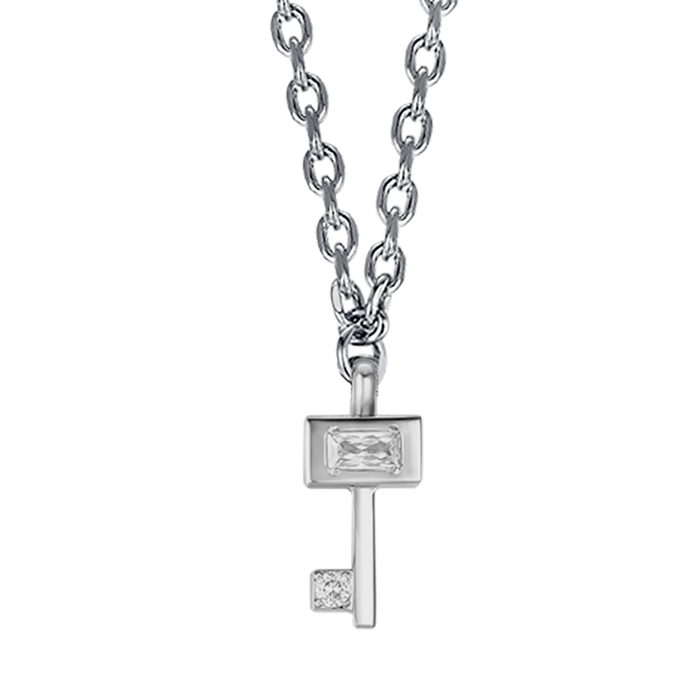 COLLANA DONNA IN ACCIAIO CON CHIAVE CON CRISTALLI BIANCHI