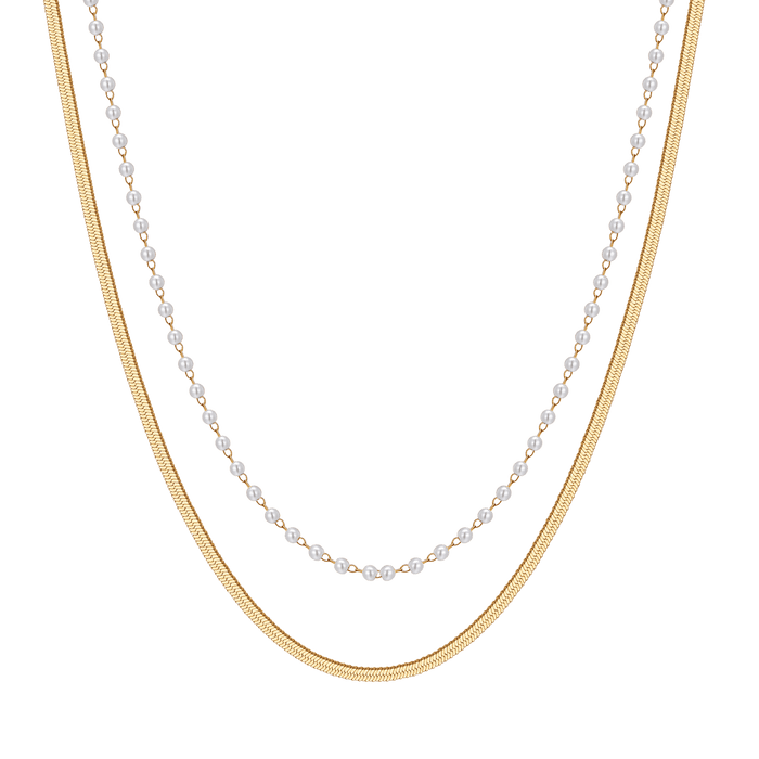 COLLANA DONNA IN ACCIAIO CON PERLE BIANCHE