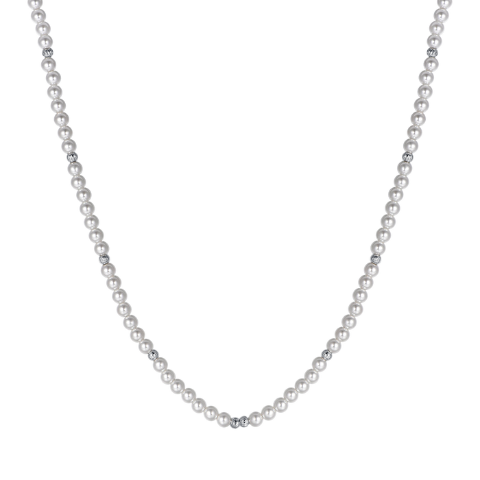 COLLANA DONNA IN ACCIAIO CON PERLE ED ELEMENTI IN ACCIAIO