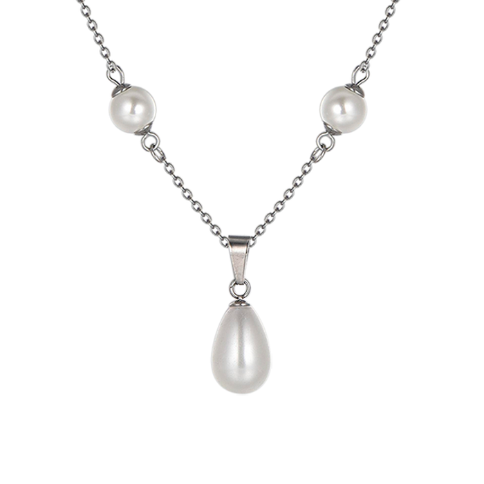 COLLANA DONNA IN ACCIAIO CON PERLE