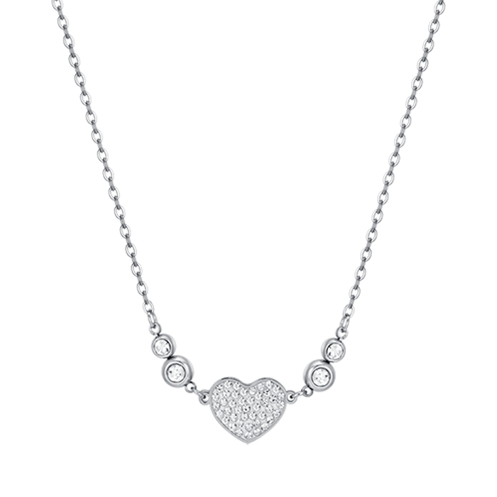 COLLANA DONNA IN ACCIAIO CON CUORE CON CRISTALLI BIANCHI