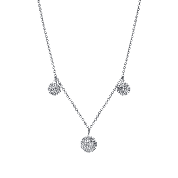 COLLANA DONNA IN ACCIAIO ELEMENTI TONDI CON CRISTALLI BIANCHI