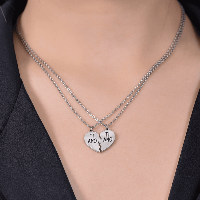 COUPLE NECKLACE IN STEEL I LOVE YOU