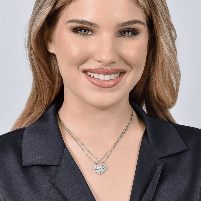 COUPLE NECKLACE IN STEEL I LOVE YOU