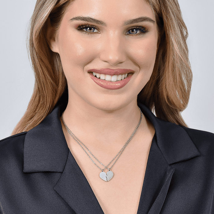 COUPLE NECKLACE IN STEEL WITH HEART