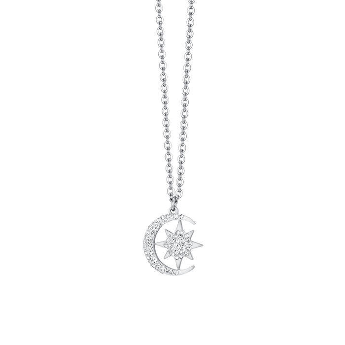 COLLIER FEMME EN ACIER ÉTOILE ET LUNE