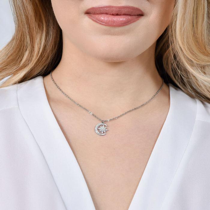 COLLIER FEMME EN ACIER ÉTOILE ET LUNE