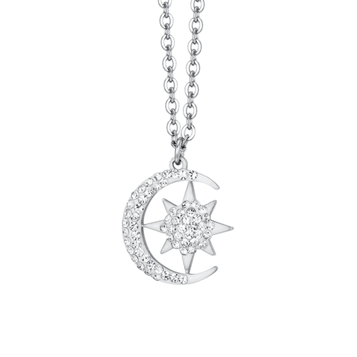 COLLIER FEMME EN ACIER ÉTOILE ET LUNE