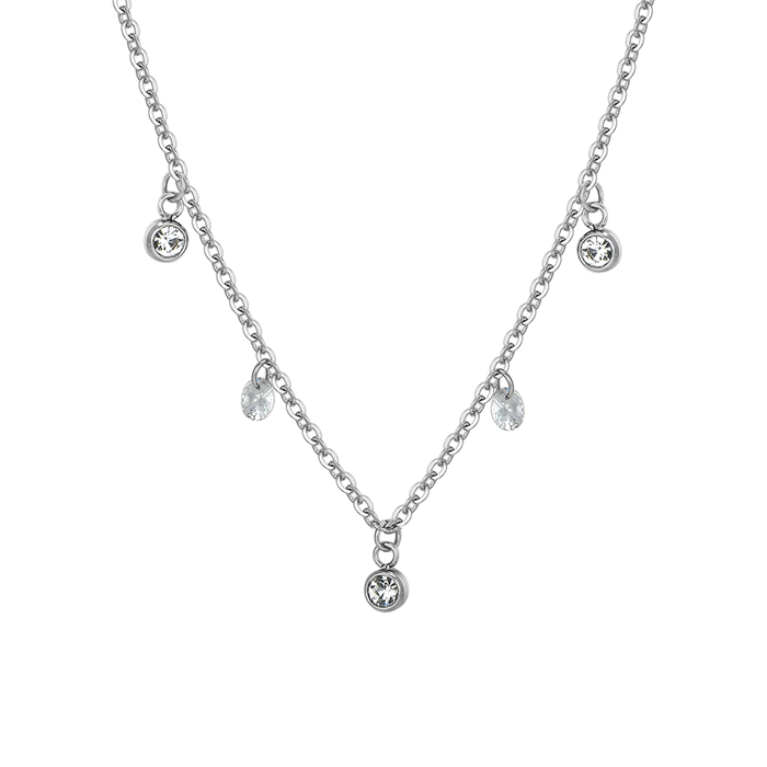 COLLIER FEMME EN ACIER AVEC CRISTAUX BLANCS