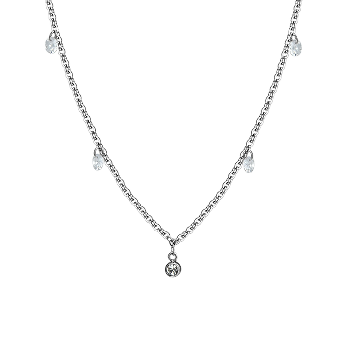 COLLIER FEMME EN ACIER AVEC CRISTAUX BLANCS