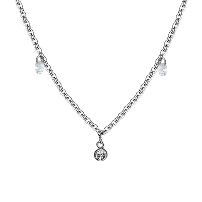 COLLIER FEMME EN ACIER AVEC CRISTAUX BLANCS