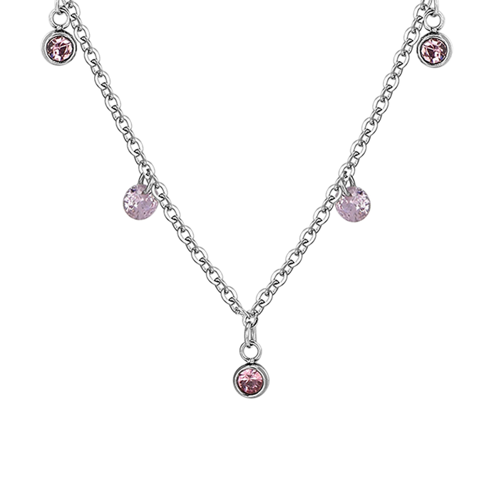 COLLANA DONNA IN ACCIAIO CRISTALLI ROSA