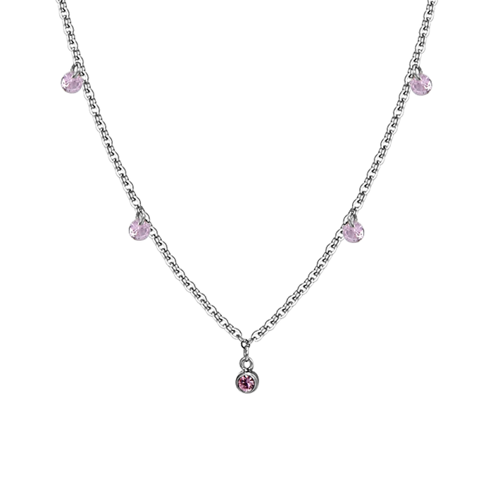 COLLANA DONNA IN ACCIAIO CRISTALLI ROSA
