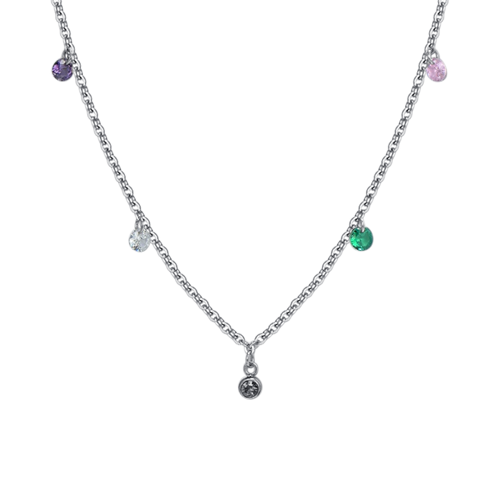 COLLIER FEMME EN ACIER AVEC CRISTAUX MULTICOLORES