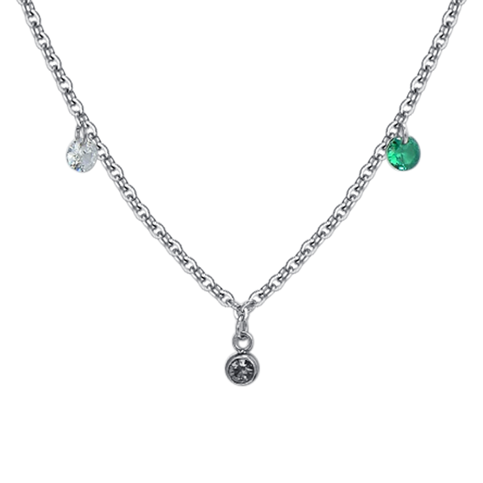 COLLIER FEMME EN ACIER AVEC CRISTAUX MULTICOLORES