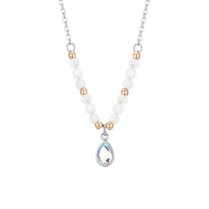 WOMEN'S NECKLACE IN STEEL WHITE AGATE