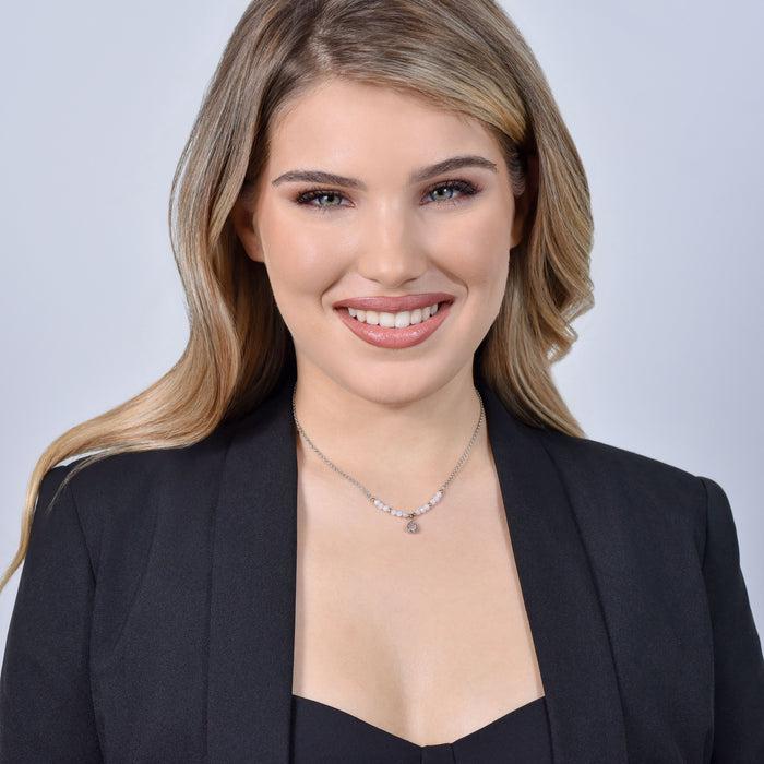 WOMEN'S NECKLACE IN STEEL WHITE AGATE