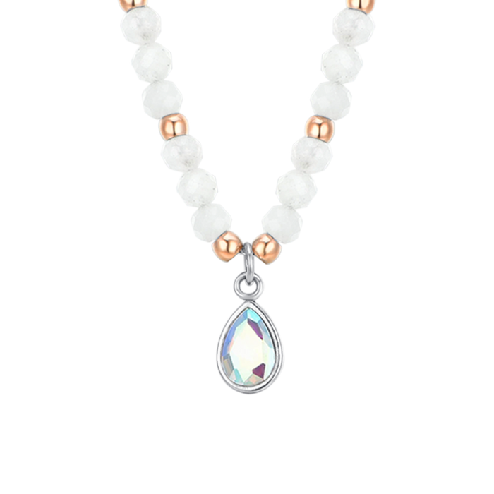 WOMEN'S NECKLACE IN STEEL WHITE AGATE
