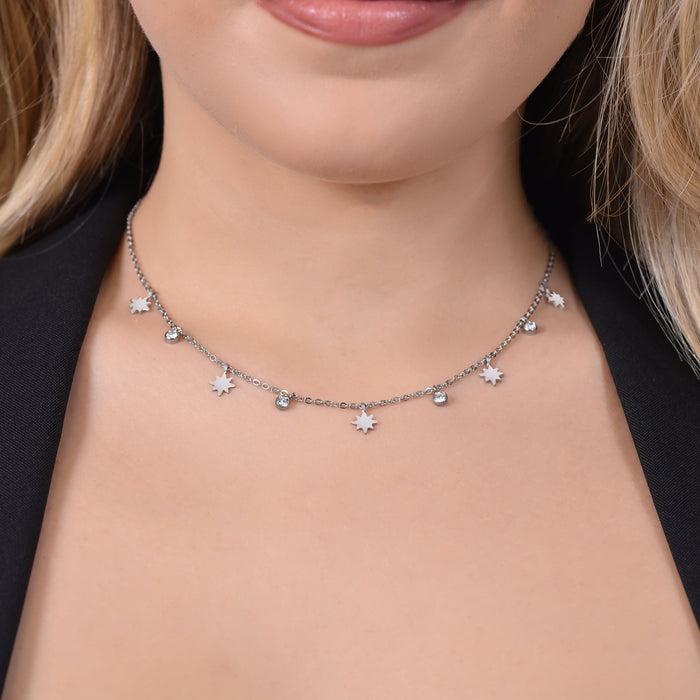 COLLIER FEMME EN ACIER SISSI STAR ET CRISTAUX