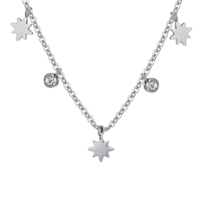 COLLIER FEMME EN ACIER SISSI STAR ET CRISTAUX