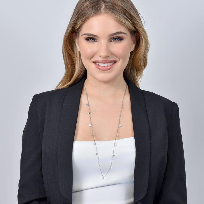 COLLANA DONNA IN ACCIAIO CUORI E CRISTALLI