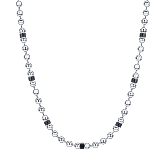 COLLANA UOMO IN ACCIAIO CON ELEMENTI NERI