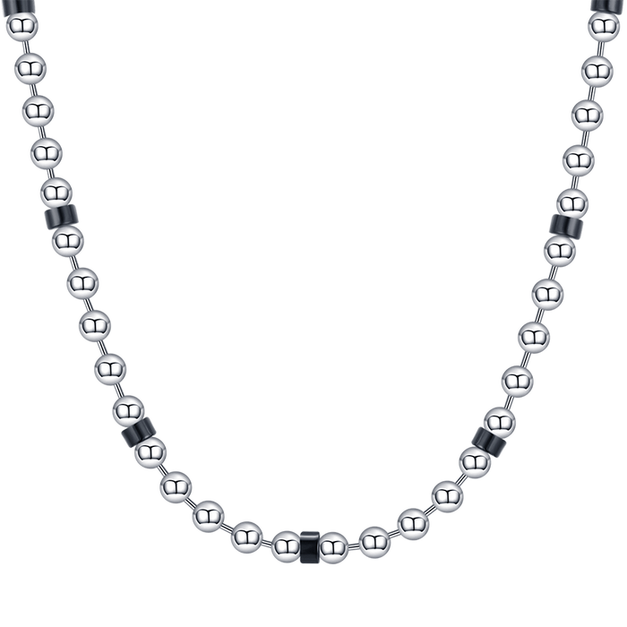 COLLANA UOMO IN ACCIAIO CON ELEMENTI NERI