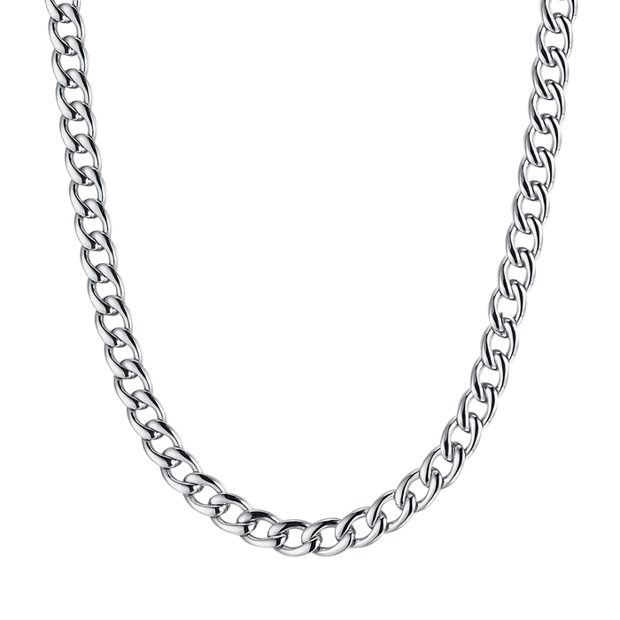 MEN'S STEEL NECKLACE WITH 7 MM GROUMETTE MESH