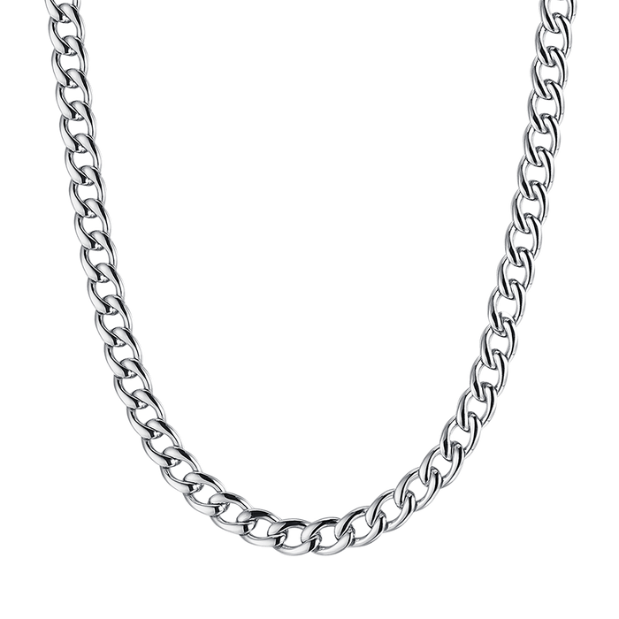 MEN'S STEEL NECKLACE WITH 7 MM GROUMETTE MESH