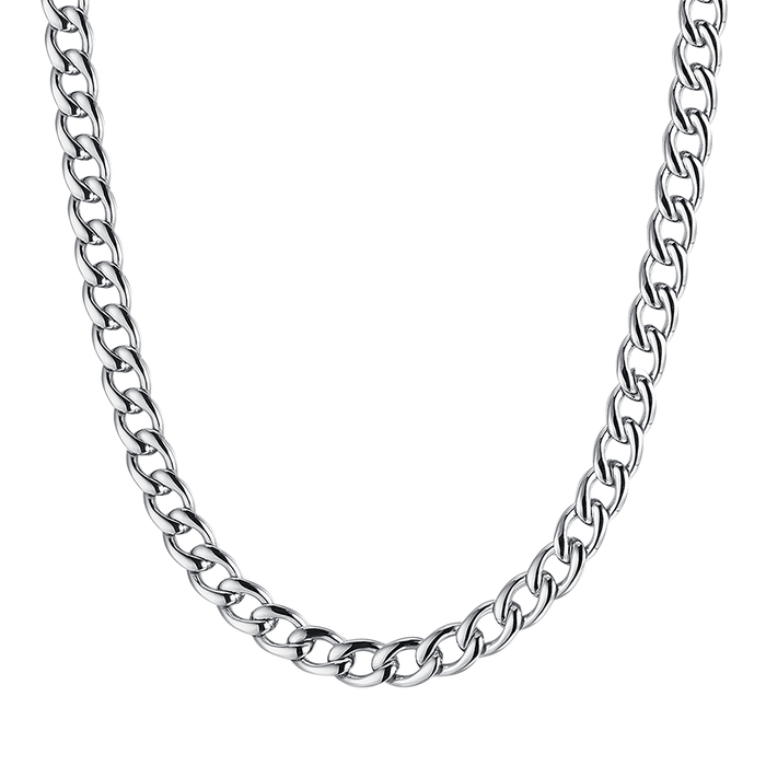 MEN'S STEEL NECKLACE WITH 9 MM GROUMETTE MESH