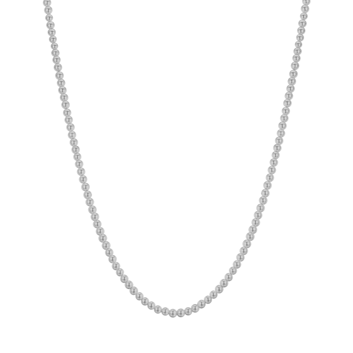 COLLANA UOMO IN ACCIAIO CON PERLE GRIGIE
