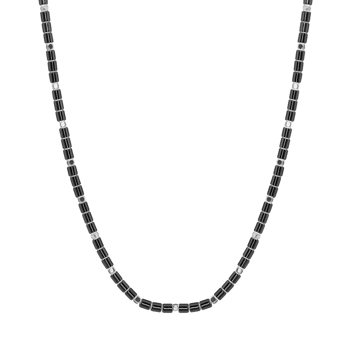 COLLANA UOMO IN ACCIAIO CON EMATITE IP GUN E SILVER