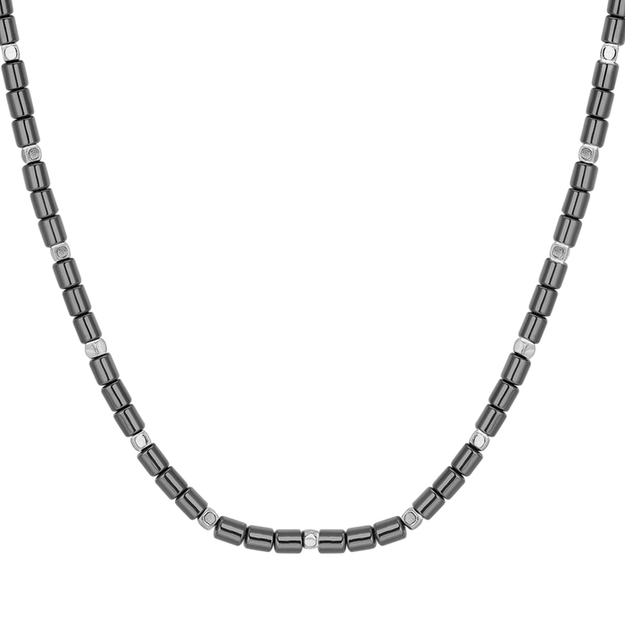 COLLANA UOMO IN ACCIAIO CON EMATITE IP GUN E SILVER