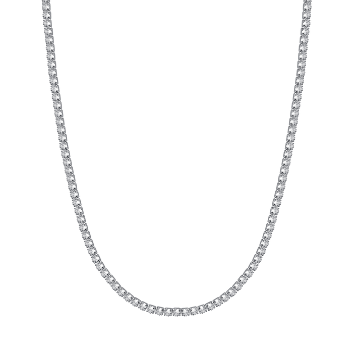 COLLIER DE TENNIS HOMME EN ACIER AVEC CRISTAUX BLANCS
