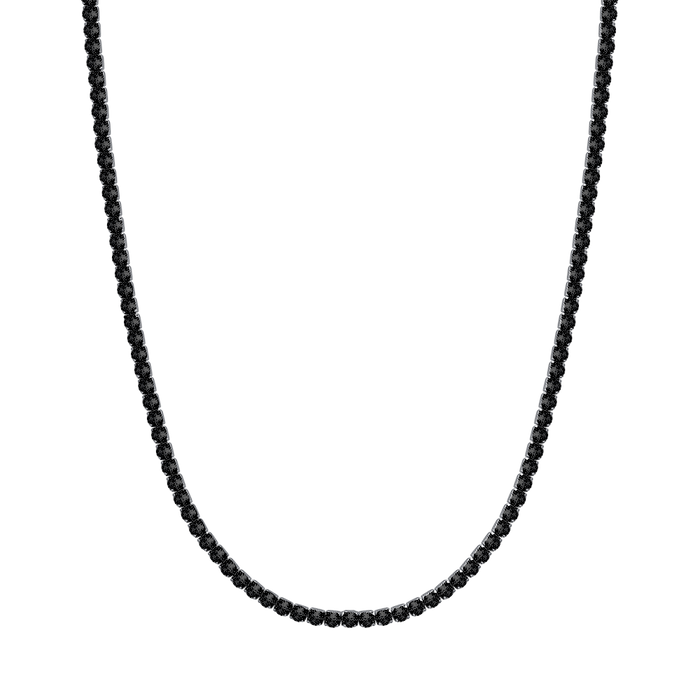 COLLANA TENNIS UOMO IN ACCIAIO CON CRISTALLI NERI