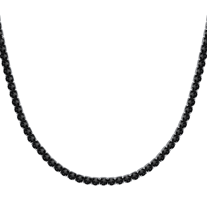 COLLANA TENNIS UOMO IN ACCIAIO CON CRISTALLI NERI