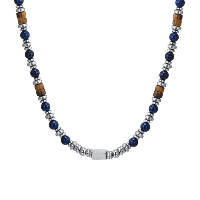 COLLIER HOMME EN ACIER AVEC PIERRE LAPIS
